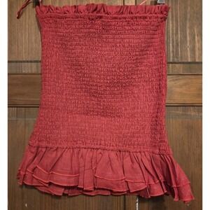 Olivaceous Bright True Red Sleeveless Ruffled Tube Top Sz L Summer Sizzle NWT